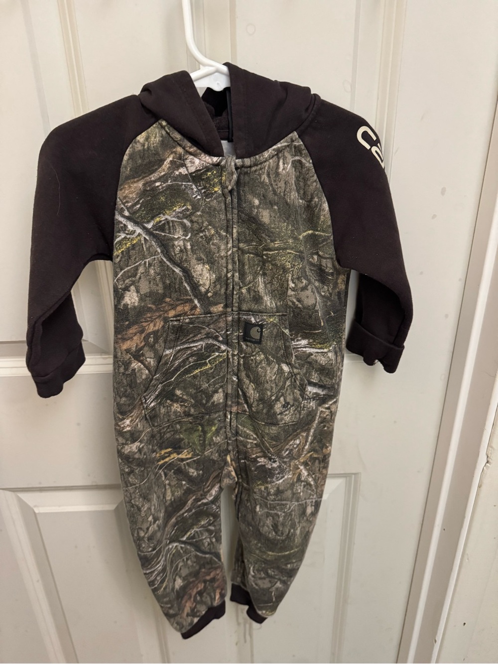 Carhartt Baby Boys Camo Fleece Zip-Front Hooded Coverall Jumpsuit 12M